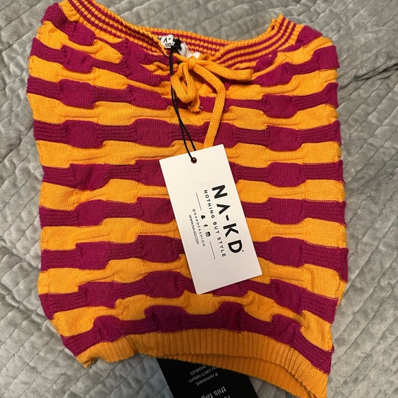Women's Striped Sweater - Yellow and Purple - Picture 1 of 2